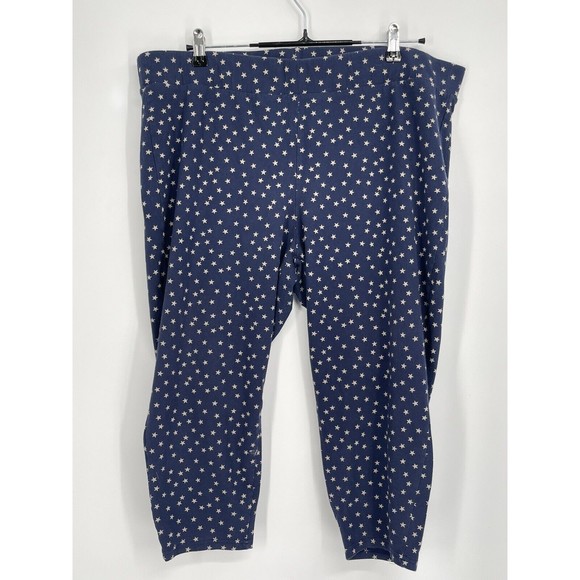 Torrid Leggings Premium‎ Crop Length Beige Star Pattern Navy Blue Plus Sz 4 - Picture 1 of 5